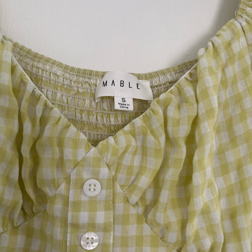 MABLE Lime Gingham Plaid Ruffled Romper - Picture 7 of 7